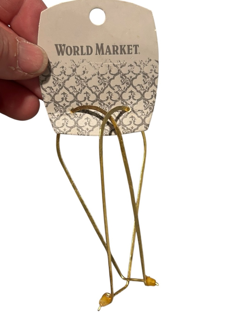 Cost Plus World Market Gold Tone Double Wire Hair Pins with Bead Ends